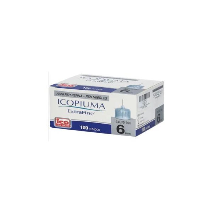 Icopiuma Extra Fine Aghi Per Penna Da Insulina 31 G 0,25 x 5 mm 100 Pezzi