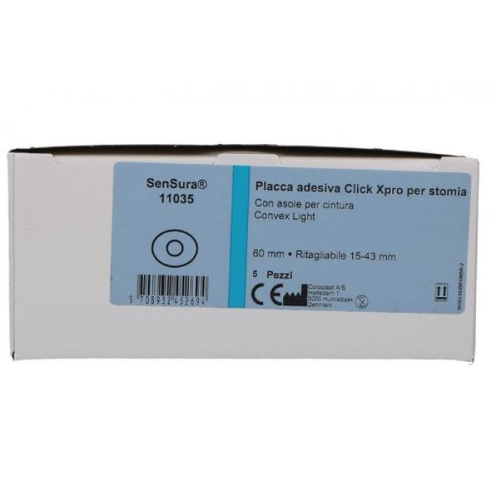 Placca adesiva per stomia Coloplast SenSura Xpro a due pezzi, foro regolabile 15-43 mm, confezione da 5 pezzi
