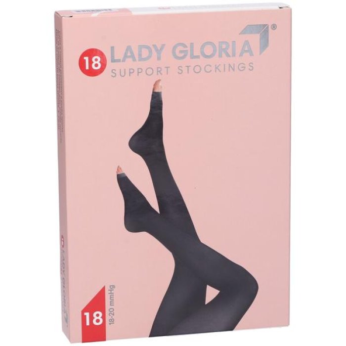 Ladygloria 18 collant a compressione graduata da donna colore nero taglia 2, supporto leggero 18 millimetri di mercurio