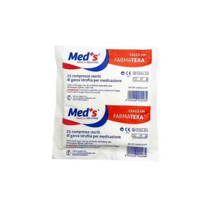 Med's Farmatexa - Compresse Sterili Garza Idrofila Medicazione 15x15 cm 25Pezzi