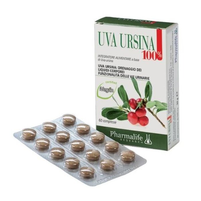 Uva ursina 100% 60 compresse - integratore a base di uva ursina per vie urinarie