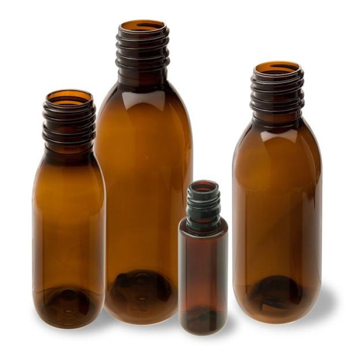 Flacone vuoto PET ambra 300 ml - flacone in plastica ambrata con tappo