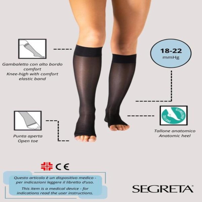 Viva 140 gambaletto punta aperta visone tg 4 calza a compressione graduata 140 den