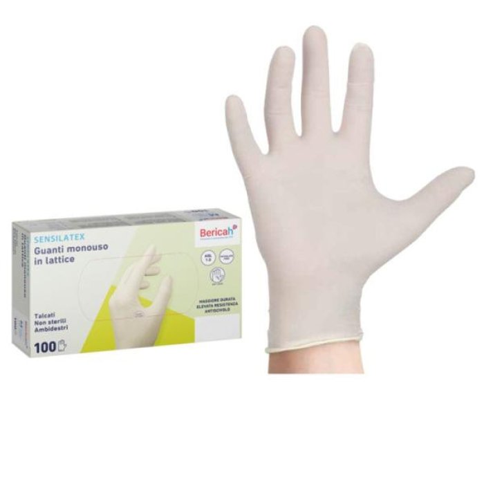 Guanti in lattice talcati S 100 pezzi Sensila - guanti monouso per uso medico e igiene