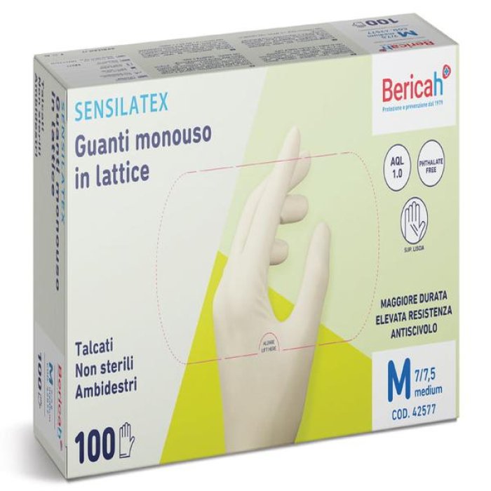 Sensilatex guanti monouso in lattice taglia M 100 pezzi