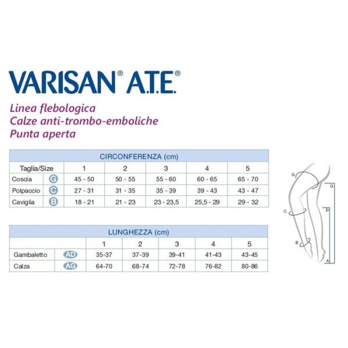 Varisan ETH 1520 calza autoreggente punta aperta n.2 - calza elastica terapeutica 15-20 mmHg