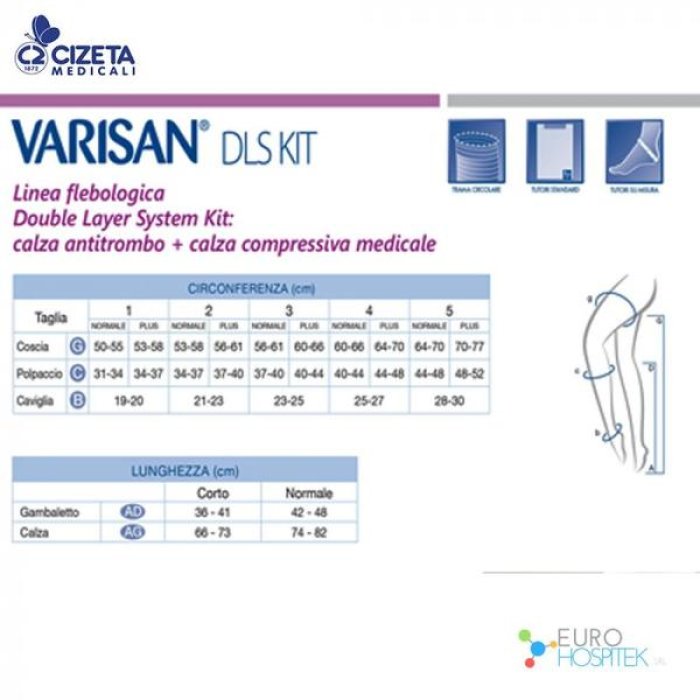 Varisan Top K1 DLS kit AG prova colore trasparente compressione classe 1 4 paia