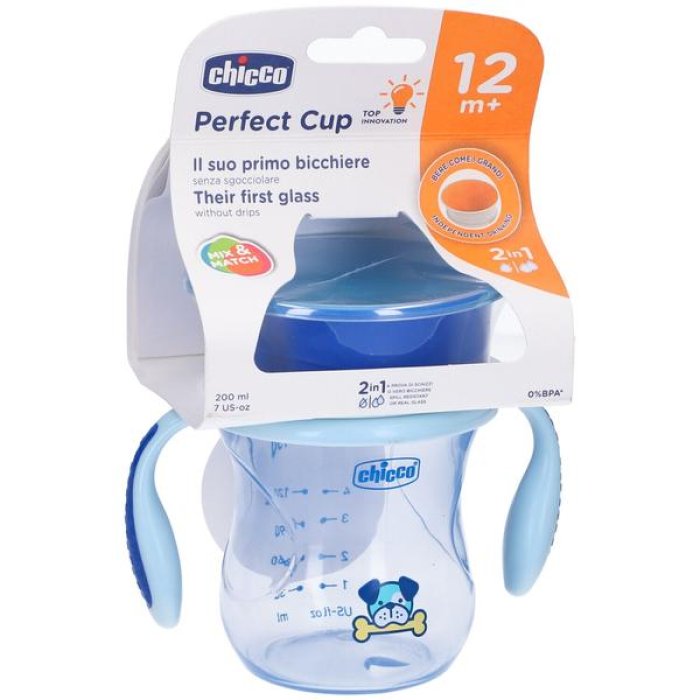 Chicco tazza Perfect 360 azzurra 12m+ - tazza antigoccia 360 per bambini