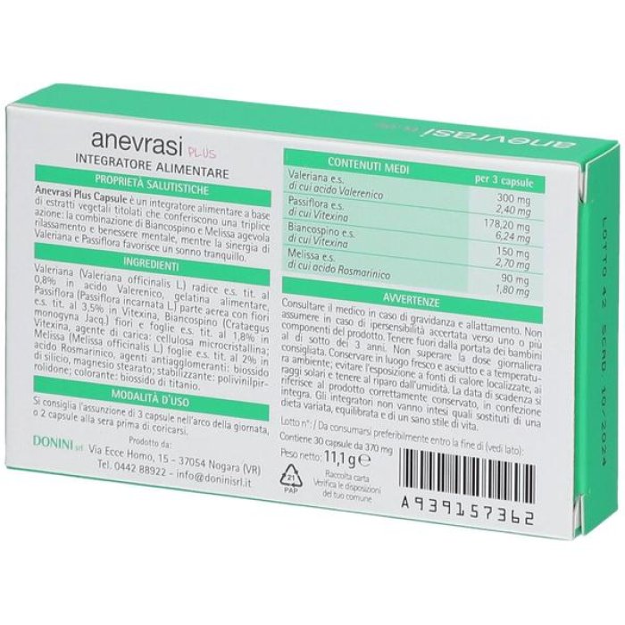 Anev­rasi Plus 30 Compresse Integratore Alimentare per Sistema Nervoso e Funzione Cognitiva