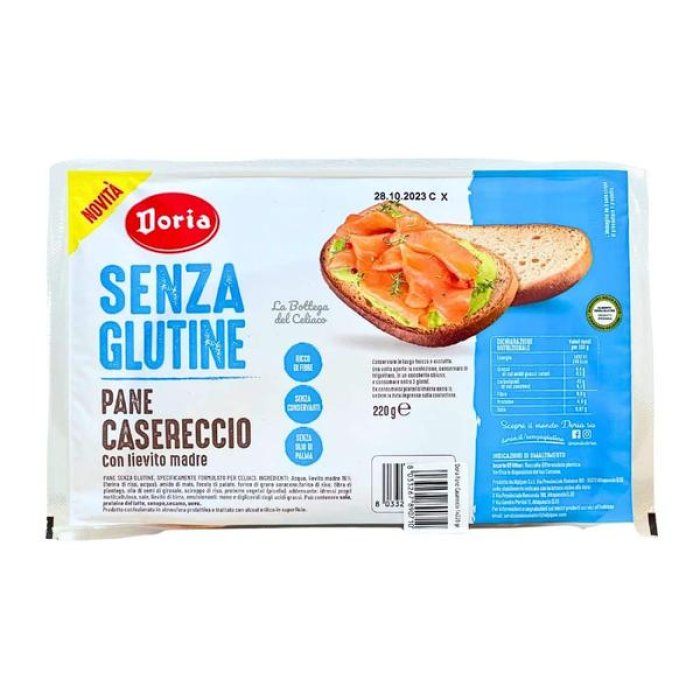 Doria Pane Casereccio  220  G pane secco, risette e crackers ideali per spuntini e accompagnare i pasti