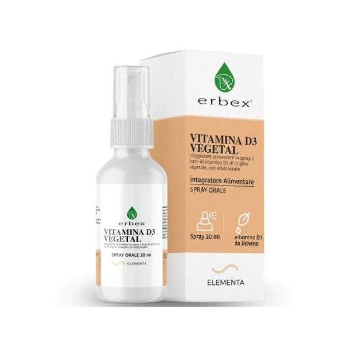 Erbex Vitamina D3 Veg Spray Orale Integratore Vegetale Alta Concentrazione 20 Millilitri