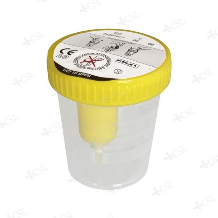 Contenitore per Raccolta Urina con Provetta Sterile Monouso per Analisi Cliniche ed Esame delle Urine