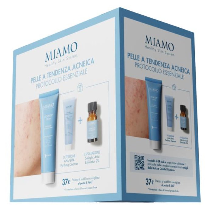 Miamo Protocollo Essenziale Pelle Acneica Acnever Cream 50 ml + AHA/BHA Purifying Cleanser 50 ml + Salicylic Acid Exfoliator 10 ml