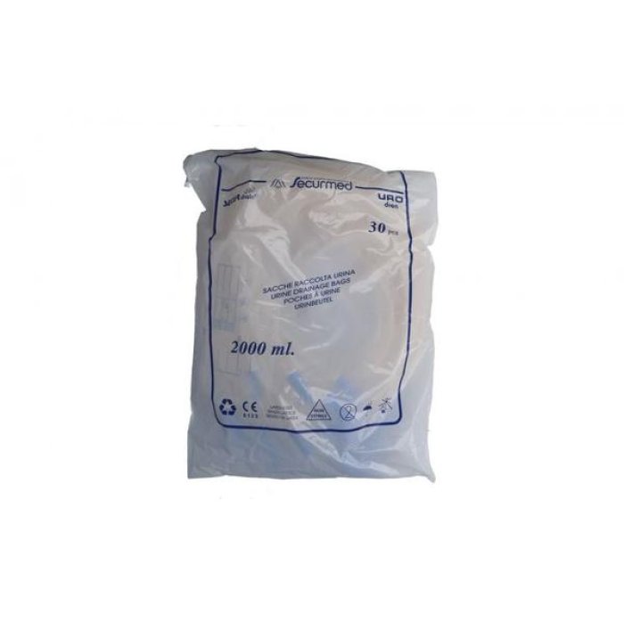 Hollister Sacca Urinaria da Letto 2 Litri con Valvola di Scarico e Tubo 130 cm – Confezione da 30 Pezzi