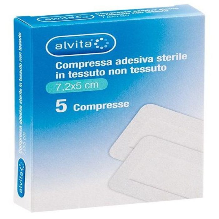 Alvita garza adesiva TNT 7,2x5 cm 5 pezzi - patch adesivi per piccole ferite