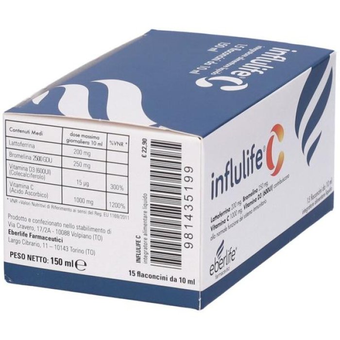 Influlife C 15 Stick 10 ml Integratore Alimentare per Difese Immunitarie e Sintomi Influenzali Formula Liquida ad Alta Biodisponibilità 