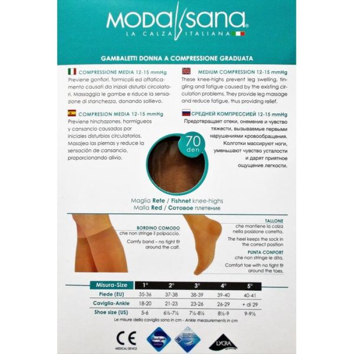 Modasana Gambaletto 70 Denari a Compressione Graduata Nature Taglia 4 Calza Elastocompressiva Benessere Gambe