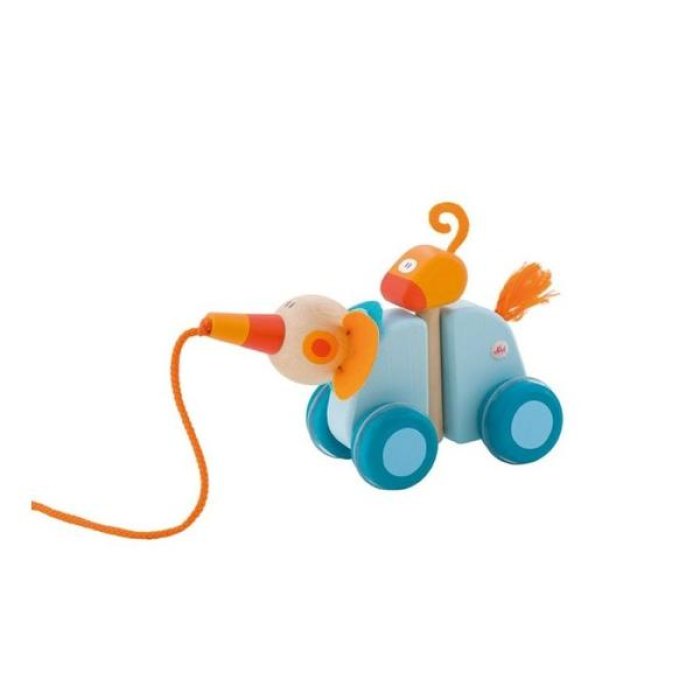 Sevi Elefante Trainabile in Legno – Giocattolo Trainabile per Bambini, Prima Infanzia, Colori Atossici