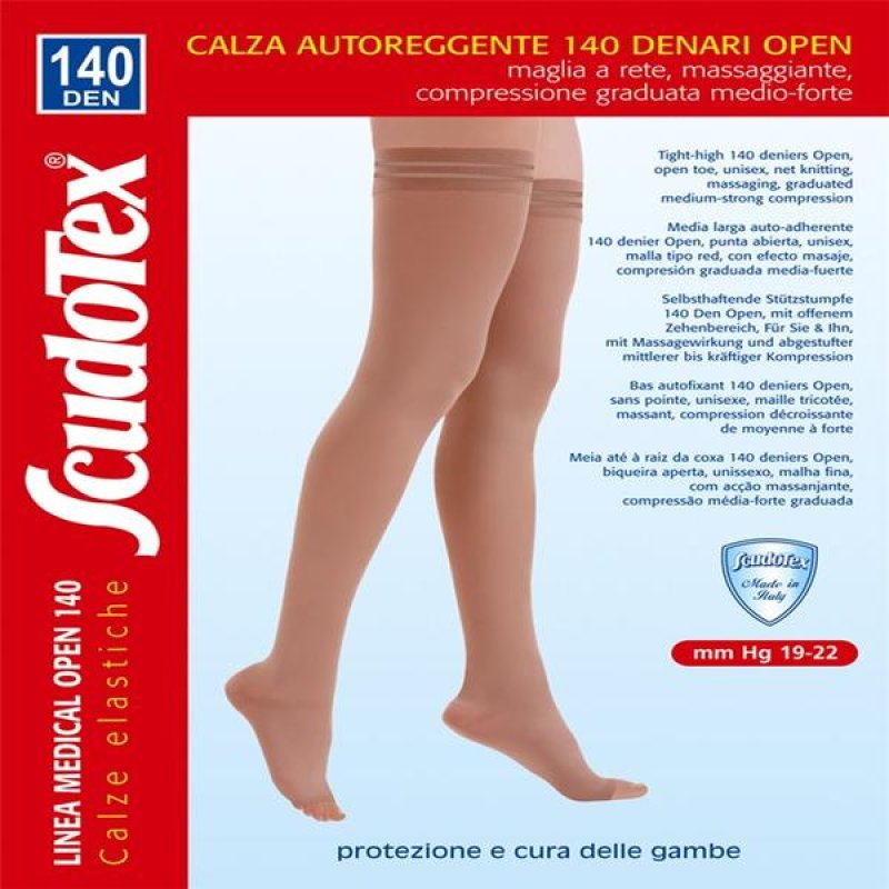 Budetta Farma Autoreggente Clialeg 140 Denari Punta Aperta Colore Playa Taglia 5