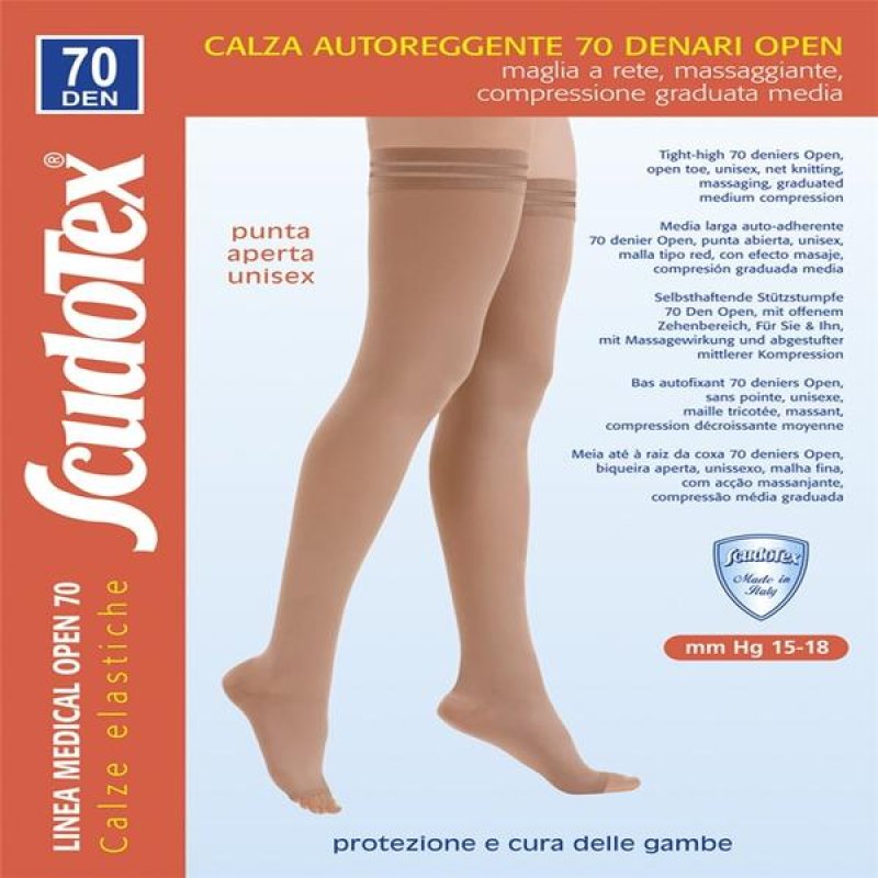 Budetta Farma Autoreggente Clialeg 70 Denari Punta Aperta Colore Playa Taglia 3