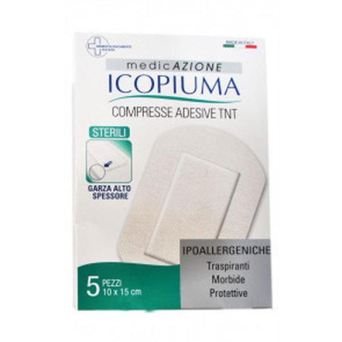 Icopiuma Medicazione Compresse Adesive TNT Sterili 5 X 7,5 cm 5 Pezzi