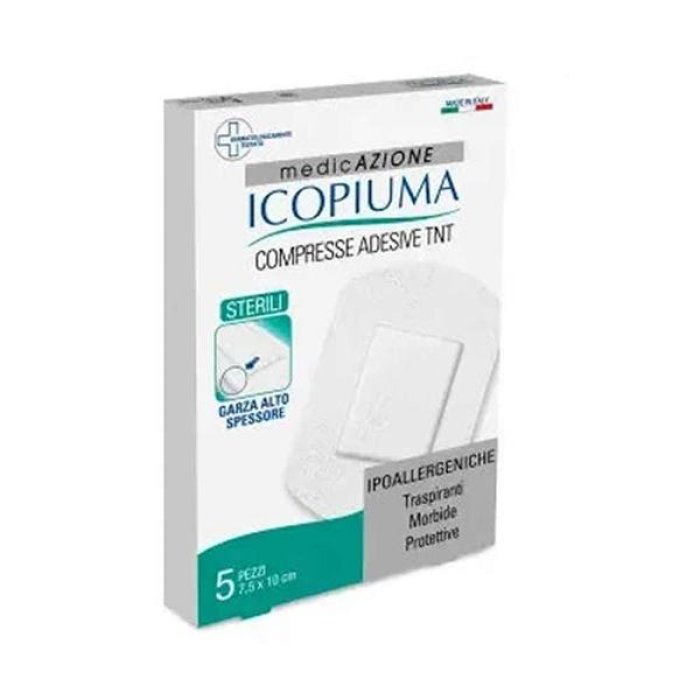 Icopiuma Medicazione Compresse Adesive Tnt Sterili 10 X 12 cm 5 Pezzi