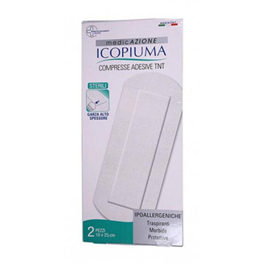 Benda Compressa Adesiva Icopiuma In Tessuto Non Tessuto 10 X 25 Cm 2 Pezzi Benda Compressa Adesiva Icopiuma In Tessuto Non Tessuto 10 X 25 Cm 2 Pezzi