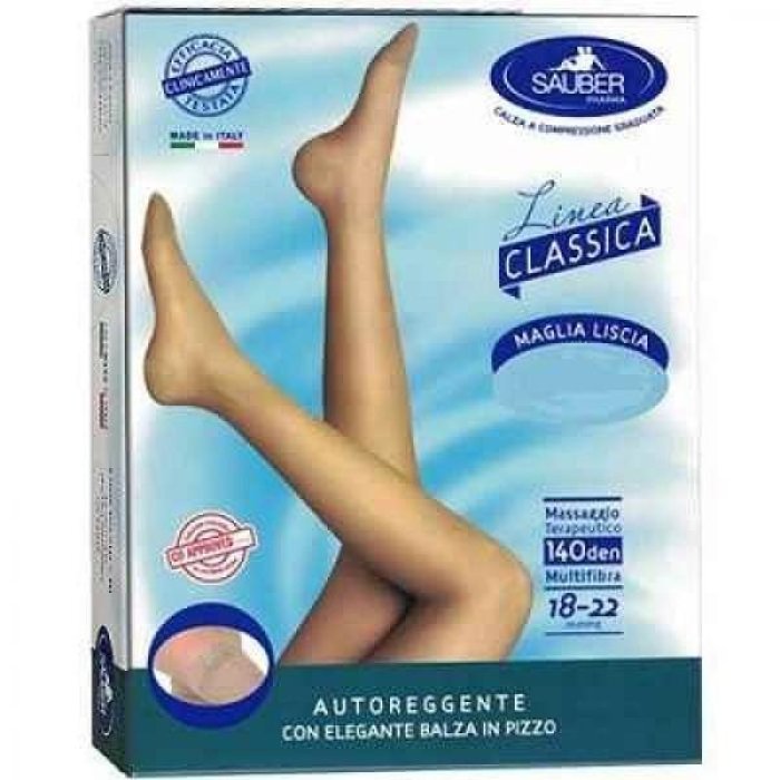 Sauber Calze Autoreggenti 140 Den a Compressione Forte Color Camel Taglia 4