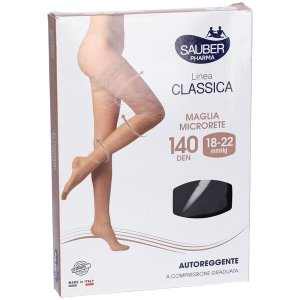 Sauber Calze Autoreggenti 140 Den Compressione Media Colore Nero Misura 4