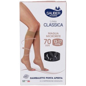 Sauber Calze Autoreggenti 70 Denari Compressione Media Colore Camel Taglia Media-Larga Per Gambe Leggere e Riposo