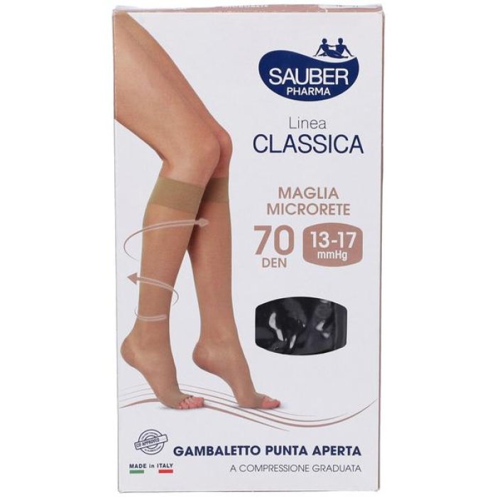 Sauber Calze Autoreggenti 70 Denari Compressione Media Colore Camel Taglia Media-Larga Per Gambe Leggere e Riposo