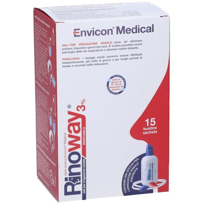 Rinoway doccia nasale + 15 sali ipertonici - kit doccia nasale con sali ipertonici