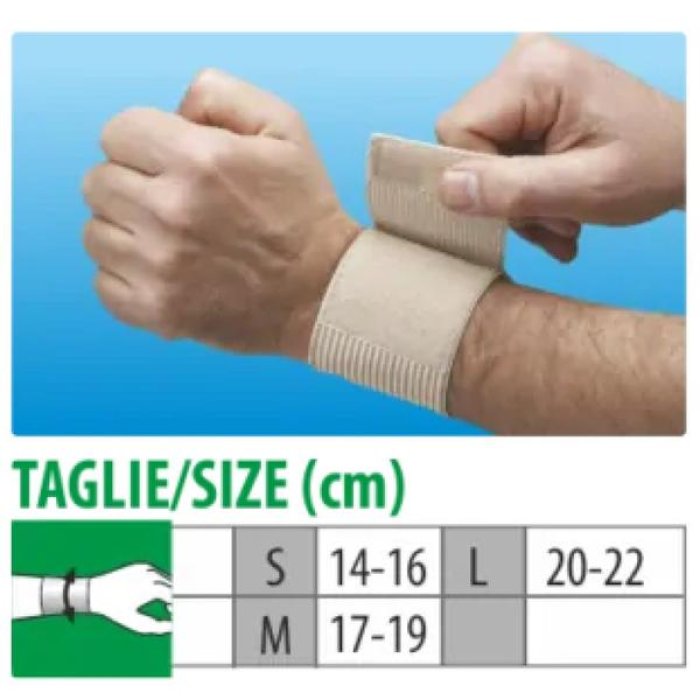 Cliaortho Polsino Ortopedico con Chiusura a Velcro Colore Beige Taglia M Supporto per Polso