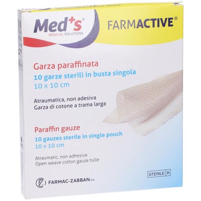 Med's Farmactive - Garza Paraffinata Sterile Misura 10 x 10 cm 10 Pezzi