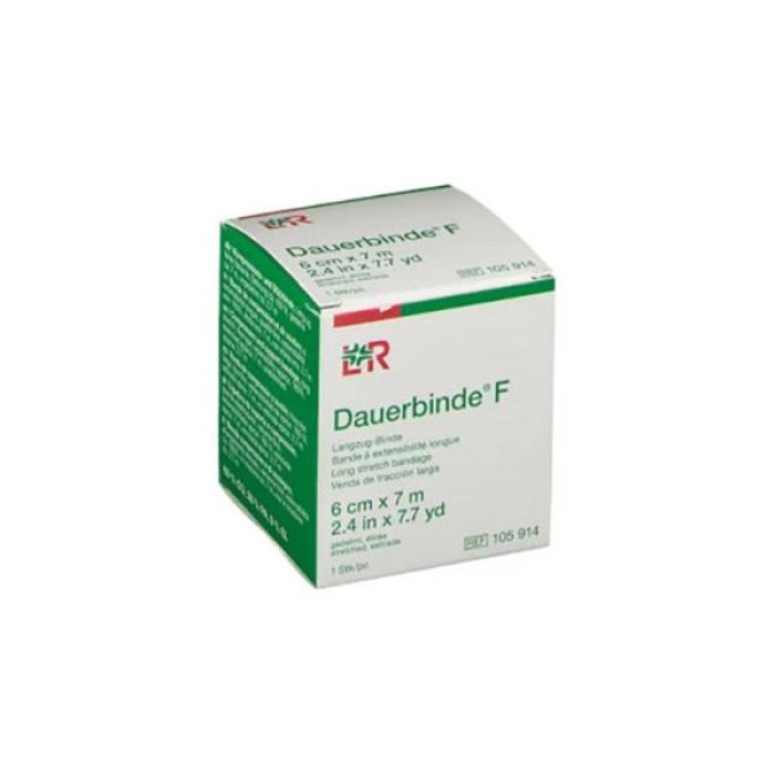 Dauerbinde F Benda Elastica Compressiva 6 Centimetri x 7 Metri per Fasciature, Sostegno Articolazioni e Contenimento Bendaggi