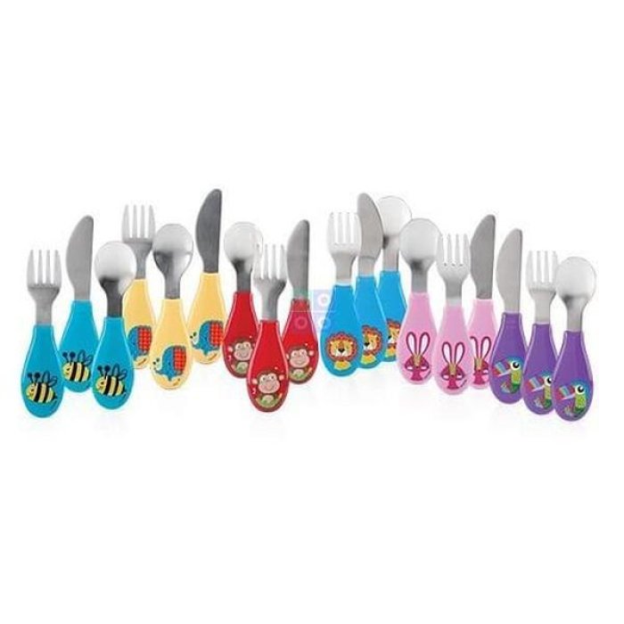 Nuby Posatine Inox 3 pezzi - set posate in acciaio per bambini