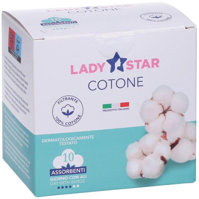 Farvima Ladystar Cotone Assorbenti Giorno con Ali 10 assorbenti