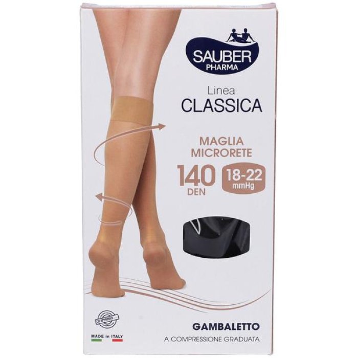 Sauber Gambaletto 140 Den a Compressione Media Taglia M/L Colore Naturale Supporto Gambe e Circolazione