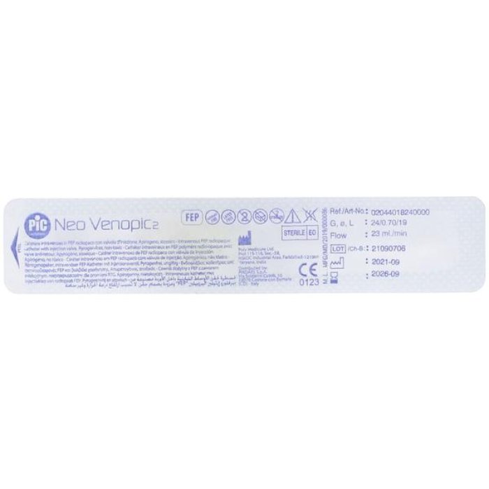 Ago Cannula Venopic 2V calibro 24 x 19 millimetri per accesso venoso periferico monouso sterile