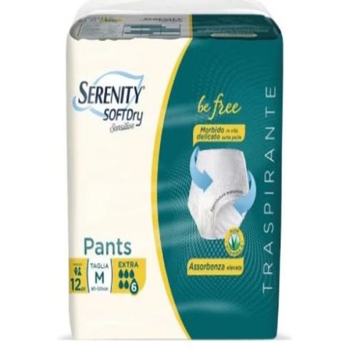 Serenity SoftDry Sensitive Pants Mutandina Assorbente Taglia M Extra 12 Pezzi