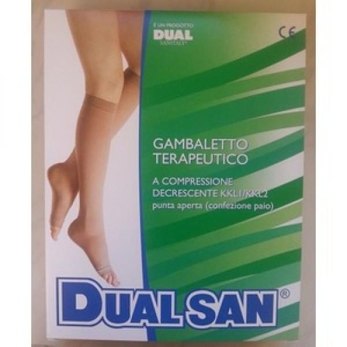 Dualsan Gambaletto a Compressione Graduata Classe 2 Punta Aperta Colore RAL 5 per Insufficienza Venosa (KKL2)