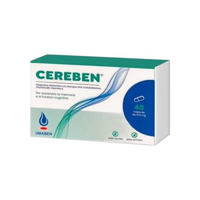 Cereben Integratore Alimentare per Memoria e Concentrazione 40 Capsule