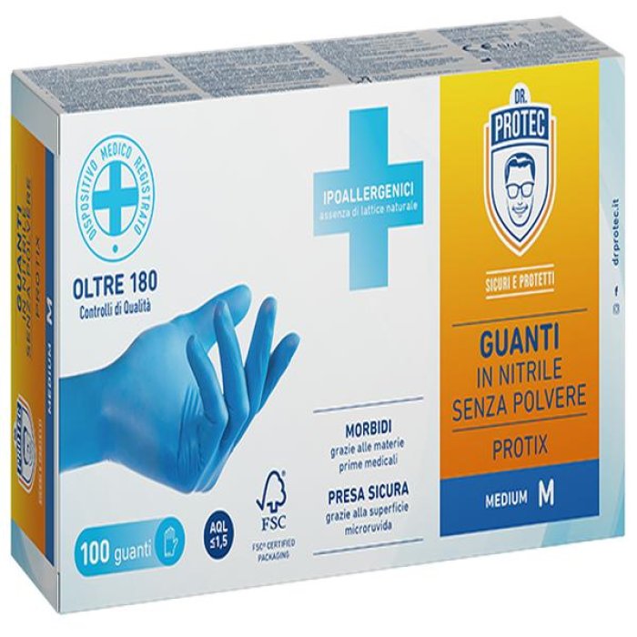 Guanti nitrile M Protix 100 pezzi - guanti monouso in nitrile misura M