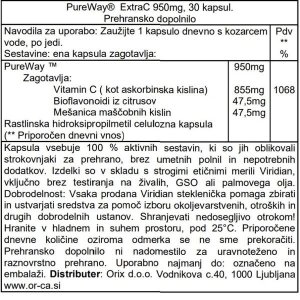 Extra Pureway C 950 Milligrammi 30 Capsule Integratore di Vitamina C ad Alta Biodisponibilità per le Difese Immunitarie