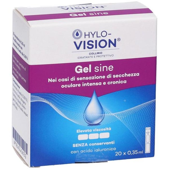 Hylovision Gel Sine 20 ml Flacone Lubrificante Oculare Idratante per Occhi Secchi Senza Conservanti