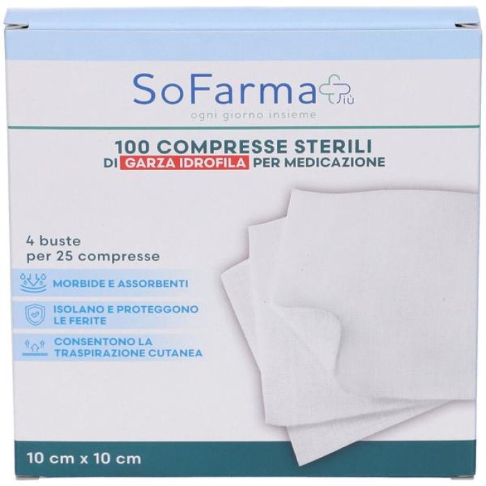 SF+ compresse di cotone 10x10 cm - garze di cotone idrofilo per medicazioni