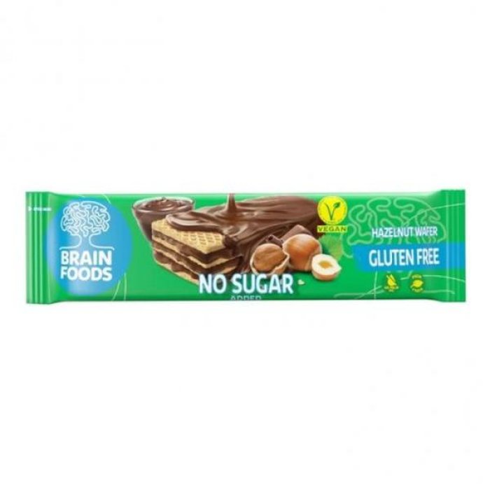 Brain Foods Wafer alla Nocciola 40 grammi Snack Salutare Croccante per Energia e Benessere