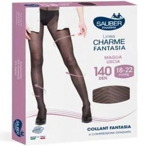 Sauber Charme Fantasy 140 Chic nero 5 - collant fantasia coprente per gambe eleganti