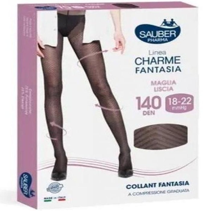 Sauber Charme Fantasy 140 Chic nero 5 - collant fantasia coprente per gambe eleganti