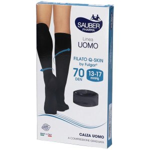 Sauber QSkin 70 Calze Donna a Compressione Graduata Fantasia Spiga Colore Nero Taglia Piccola Media